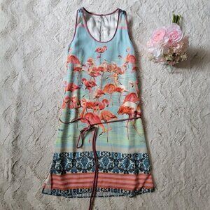 Anthropologie Dream Daily Flamingo Elornis Shift Dress NWT Size XS